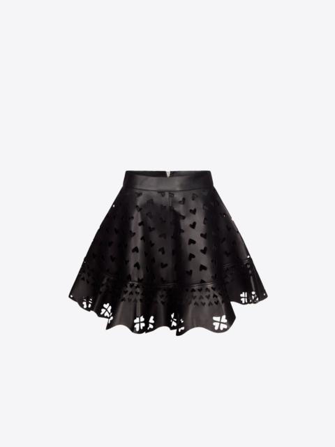 LASER-CUT LEATHER HEART MINI SKIRT