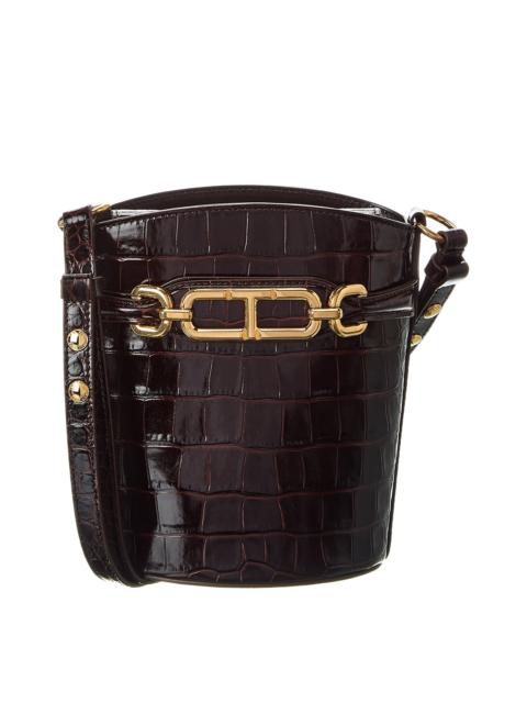 Tom Ford Whitney Small Croc-Embossed Leather Bucket Bag