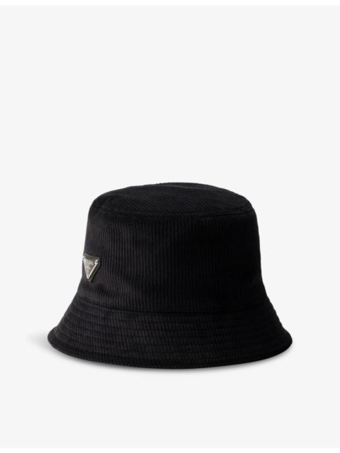 Triangle-Plaque Corduroy Bucket Hat