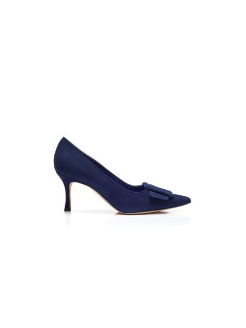 Navy Blue Suede Buckle Detail Pumps