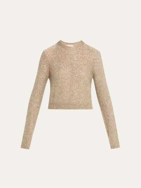 Wool Mohair Pailette Crewneck Sweater