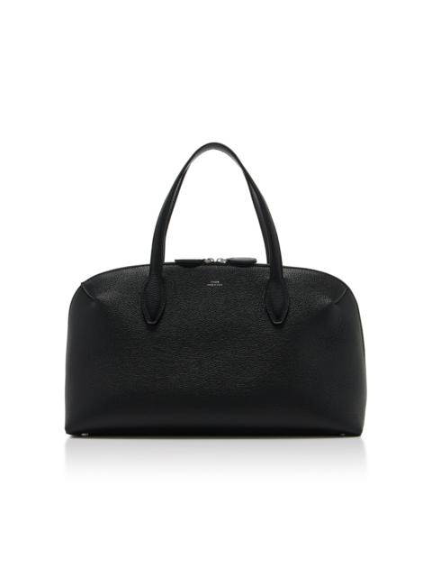 Medium Grained Leather Lounge Zip Tote black