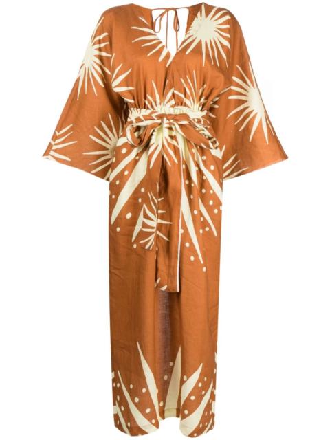 graphic-print linen dress