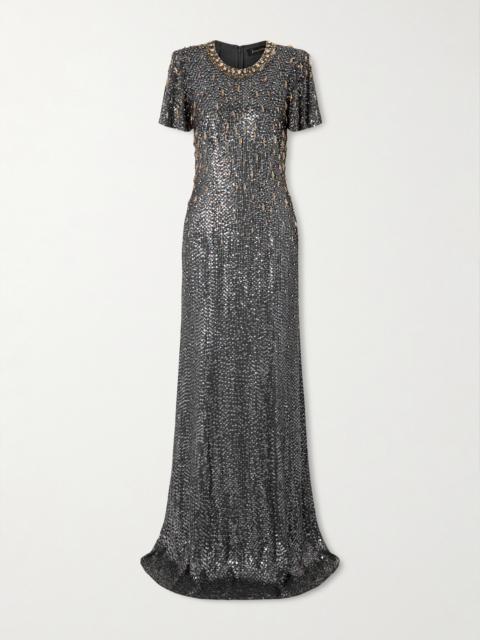 Serenity Crystal-embellished Sequined Crepe Gown