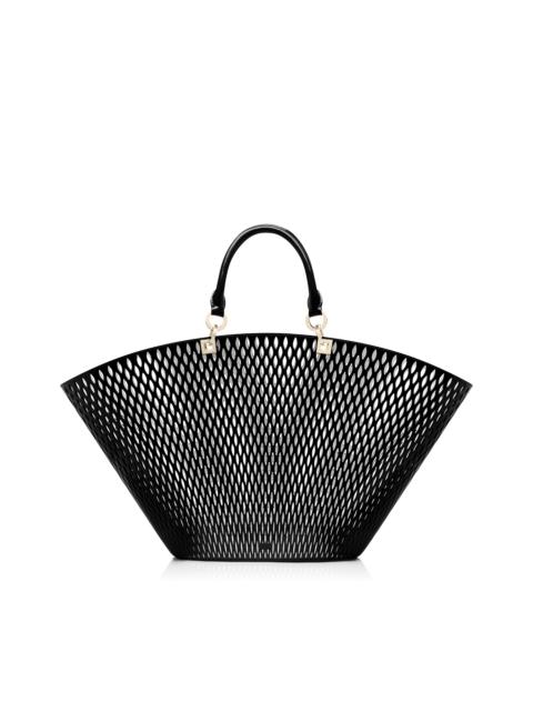 CUT OUT PATENT LEATHER LARGE PANIER