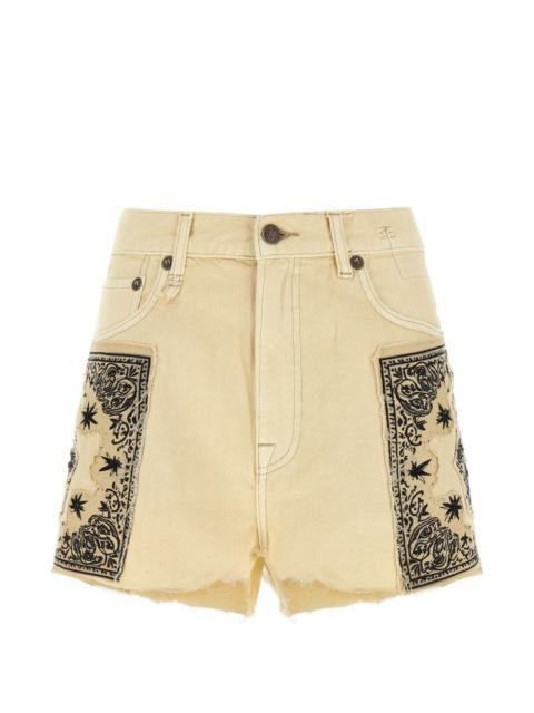 bandana-appliqué frayed shorts