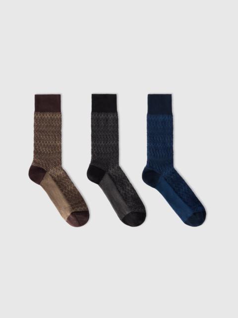 Set of three mid-length socks in a cotton blend
