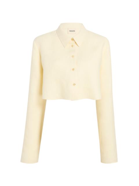 Fritz Cropped Linen Shirt ivory