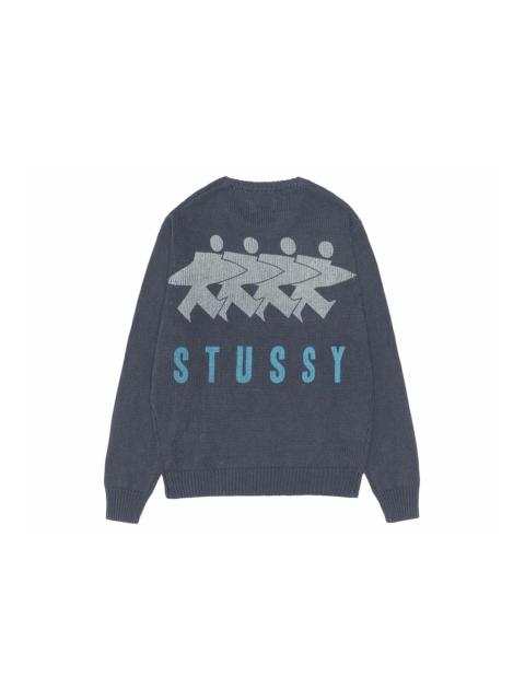 Stussy Surfman Icon Cotton Linen Crew Dusty Blue
