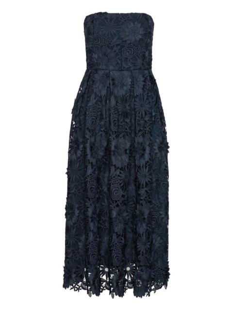 3D lace flared midi dress