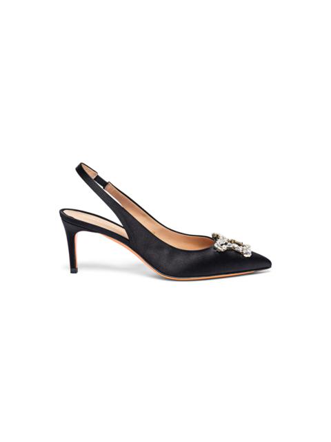 Women's black satin mid-heel Santoni Sibille pump