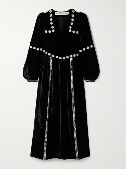 Imogen Sabel Embellished Velvet Midi Dress