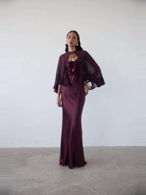 PRECIOSO CAPE IN EARTH SILK CHIFFON