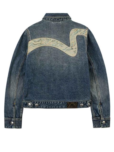 Brocade Inserted Daicock Regular Fit Denim Jacket