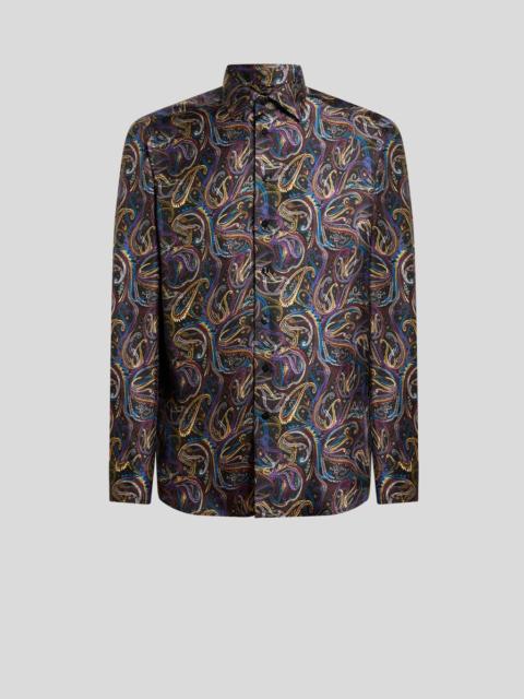 SILK SHIRT WITH METALLIC PAISLEY MOTIF