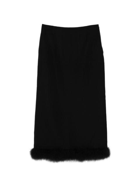feather-trim maxi skirt