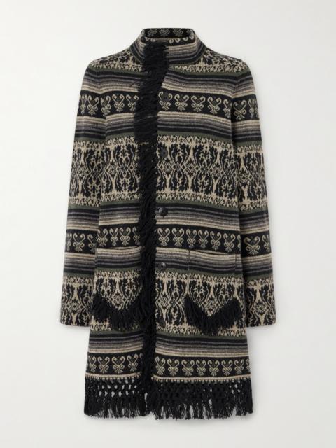 Amelia Fringed Jacquard-knit Wool And Cashmere-blend Sweater