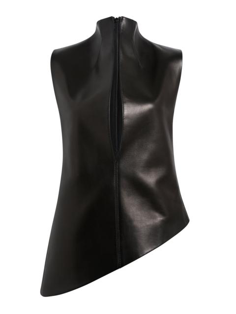 Von Asymmetric Plongé Leather Top black