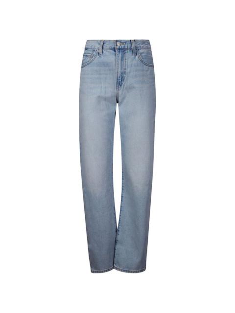 frayed high-waisted jeans