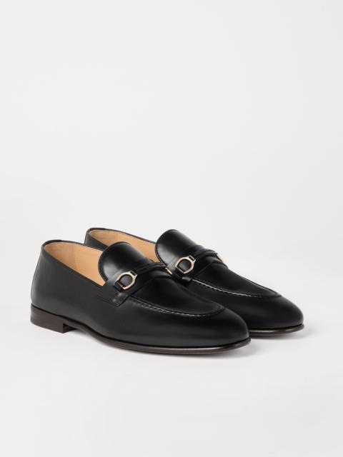 Soft waxed calfskin loafers with bit detail
