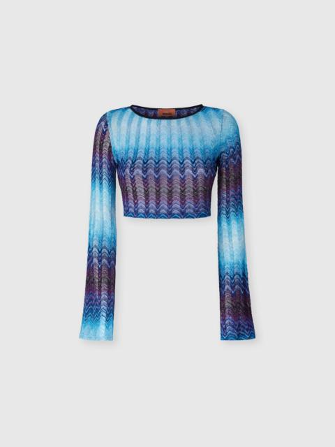 Long sleeve crop top in viscose blend