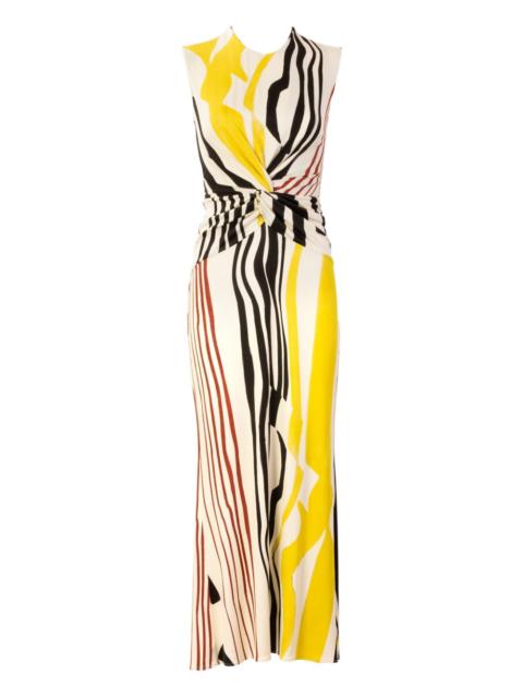 Luna striped-detail knotted midi dress