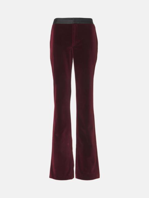 High-rise cotton velvet flared pants