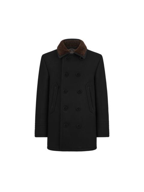 MELTON WOOL SHEARLING PEACOAT