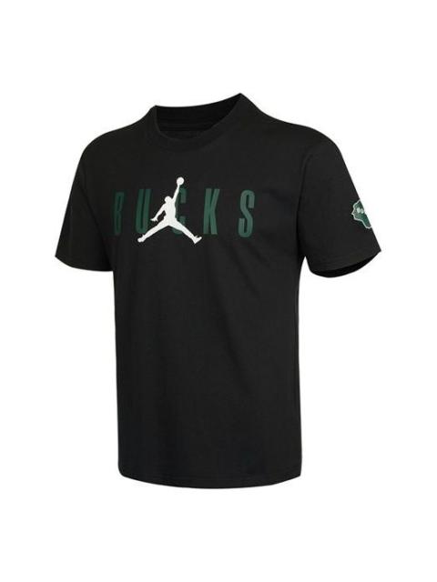 Air Jordan Milwaukee Bucks Basketball Sports Printing Round Neck Short Sleeve Black DA6515-010