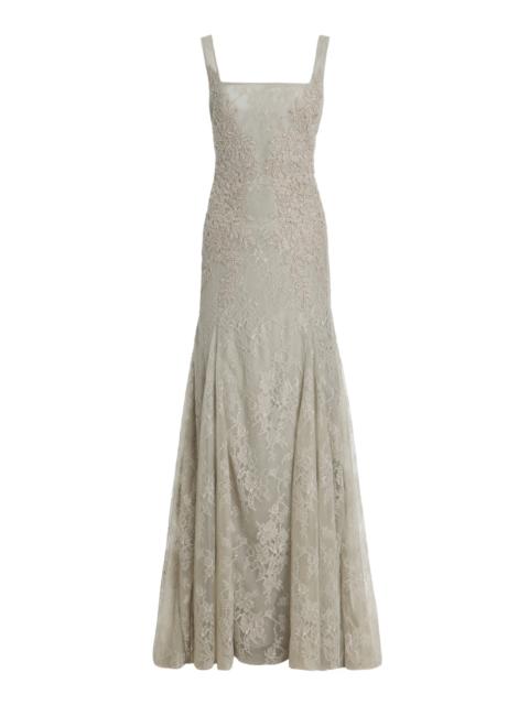 Elysia Beaded Lace Gown grey