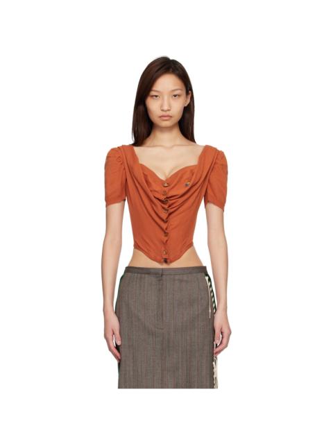 Orange Bea Corset Cardigan Blouse