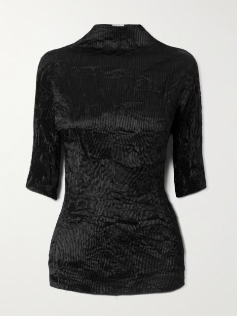 Dahlia Crinkled Plissé-satin Blouse