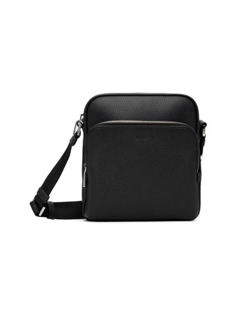 Black Embossed-Logo Reporter Bag