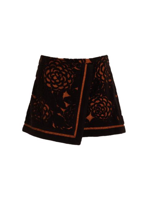 Dawn Wrap-Effect Cotton Mini Skirt black