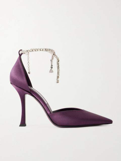 Stevie 100 Crystal-embellished Satin Pumps