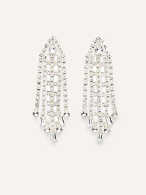 Silver statement fringe earrings with crystal accents