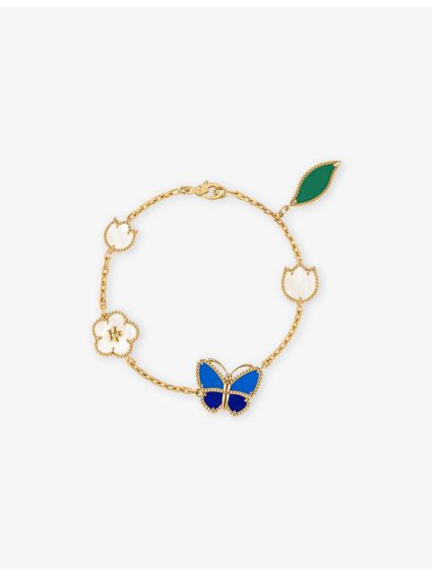 Lucky Spring Butterfly Long 18ct Yellow Gold and Stone Bracelet