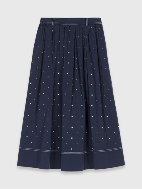 Studded flared cotton skirt