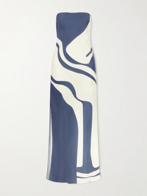 Lilou Strapless Printed Silk-satin Maxi Dress