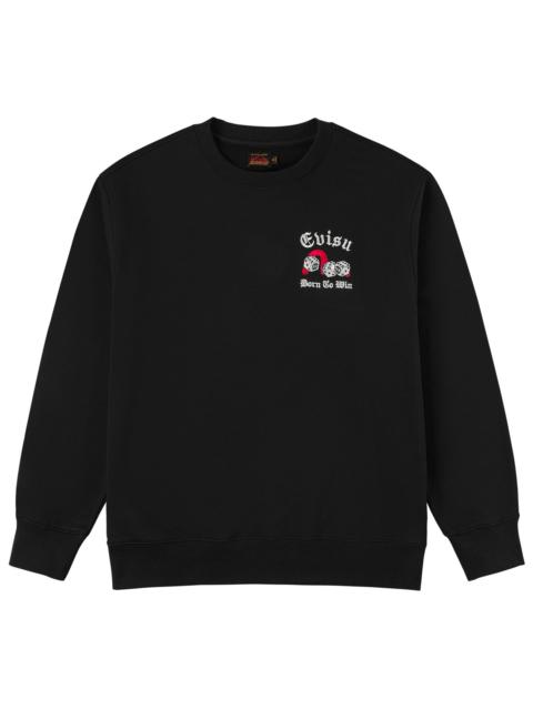 Poker Lucky Dice Embroidery Sweatshirt - Black