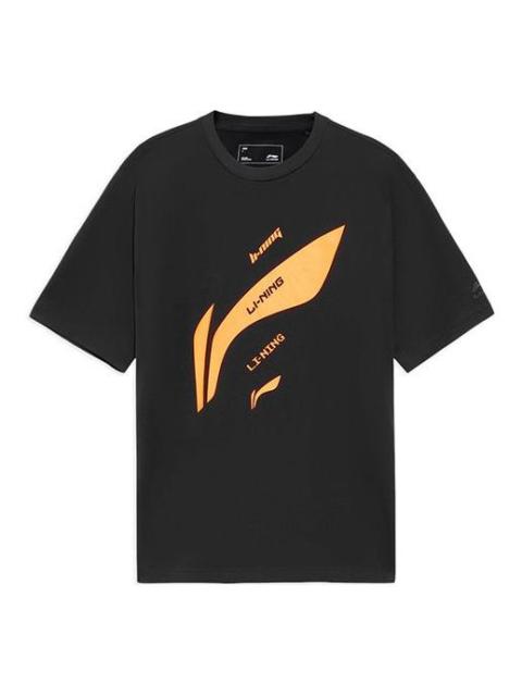 Li-Ning Sports Living Series Logo Printing Sports Round Neck Short Sleeve T-Shirt 'Black' AHSS873-1