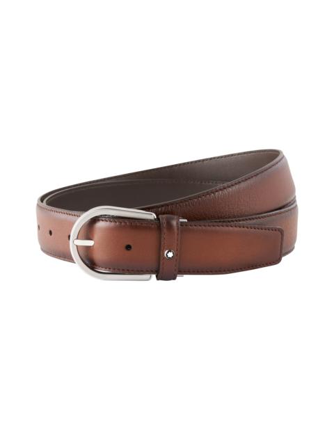Horseshoe buckle brown 35 mm leather belt