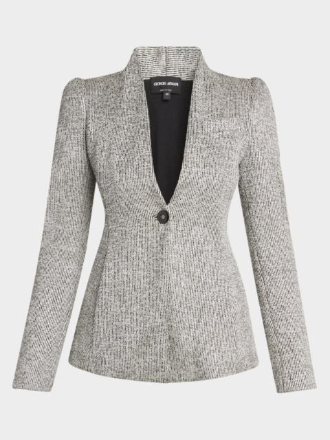 Textured Jersey Jacquard Single-Breasted Blazer