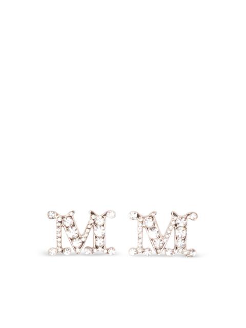 embellished M-letter earrings