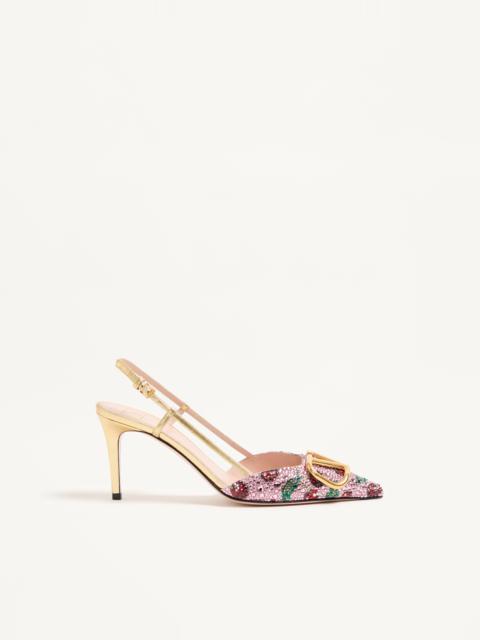 VLOGO SIGNATURE SLINGBACK DÉCOLLETÉ WITH CHERRYFIC EMBROIDERY 80MM