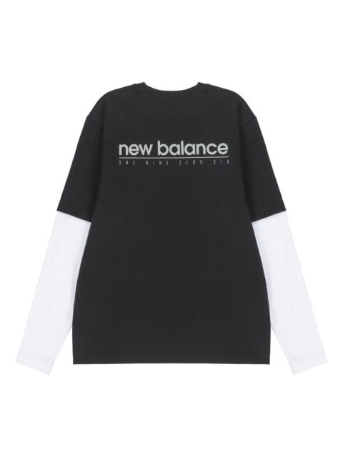 New Balance Contrasting Colors Sports Round Neck Pullover Black T-Shirt 5DC16063-BK