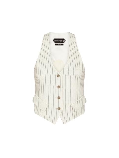 STRIPED WOOL AND SILK BLEND WAISTCOAT