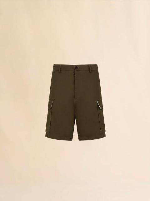 DEEP GREEN ORGANIC GABARDINE CARGO SHORTS