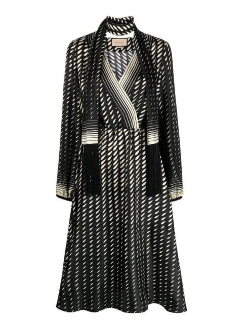 Print silk dress with scarf