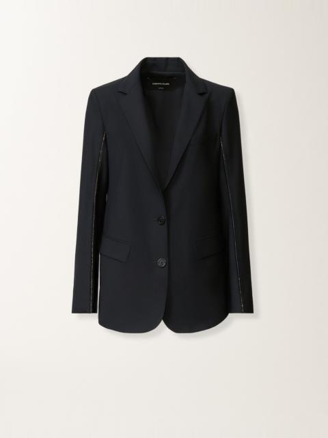 Oversized jacket in night blue bistretch lightweight wool